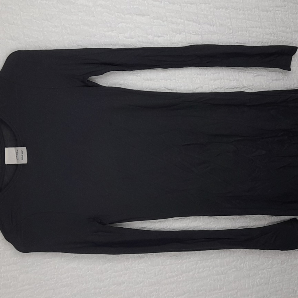 Zara Basic Long Sleeve Midi Dress Small Gray #A56